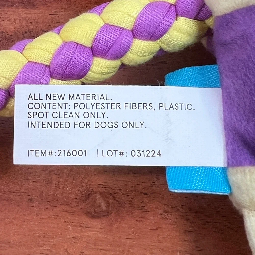 BarkBox Halloween Mummy Dog Toy Purple Yellow Braided Rope Crinkle Plush 216001